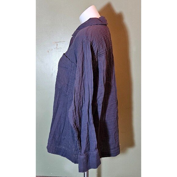 Calme by Johnny Was Double Pocket Shacket Long Sleeve Shirt Gauze Graphite Sz M - Picture 5 of 10